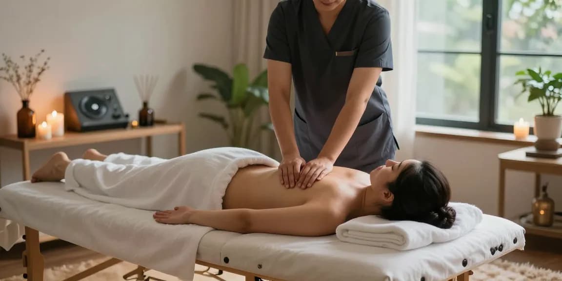 Experiencing 출장안마 in a serene home setting with professional therapist.