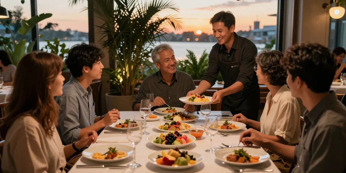 rokok88 dining experience at River City Restaurant with guests enjoying a delicious meal together