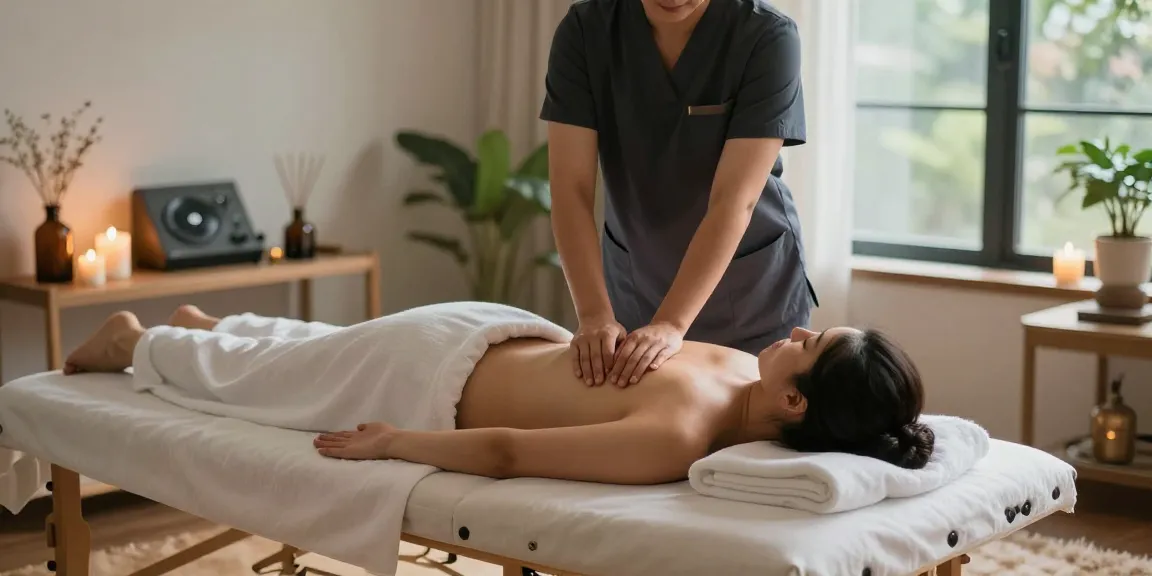 Experiencing 출장안마 in a serene home setting with professional therapist.