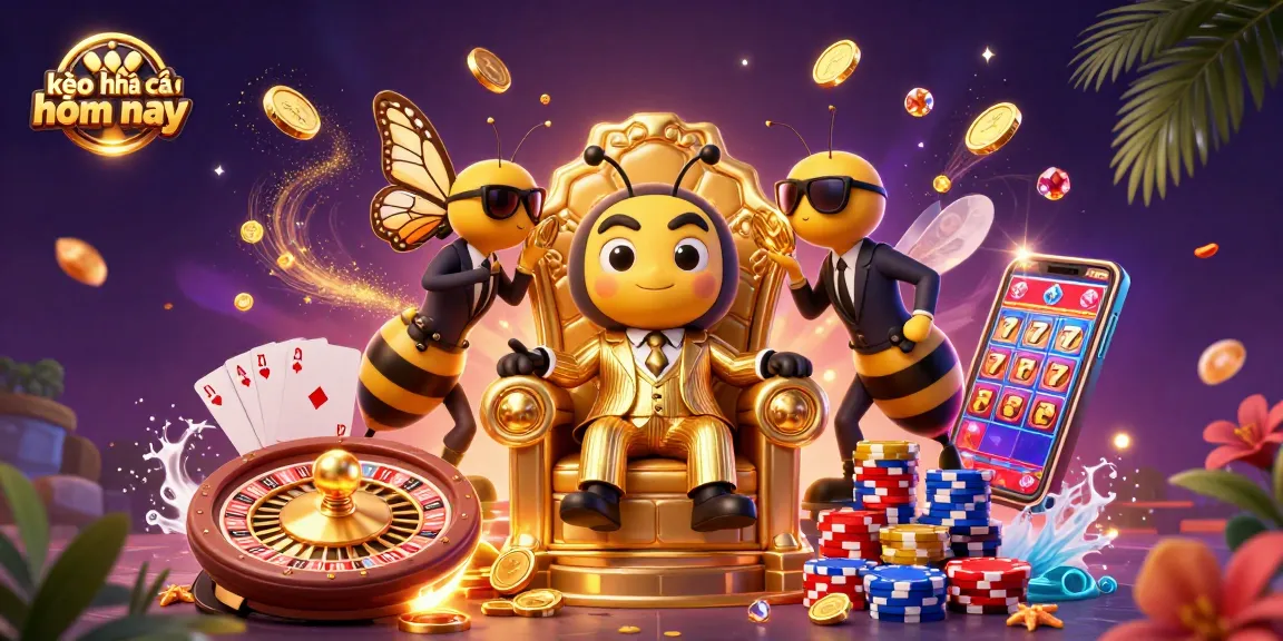Experience the thrill of kèo nhà cái hôm nay with cartoon characters amidst a casino atmosphere.