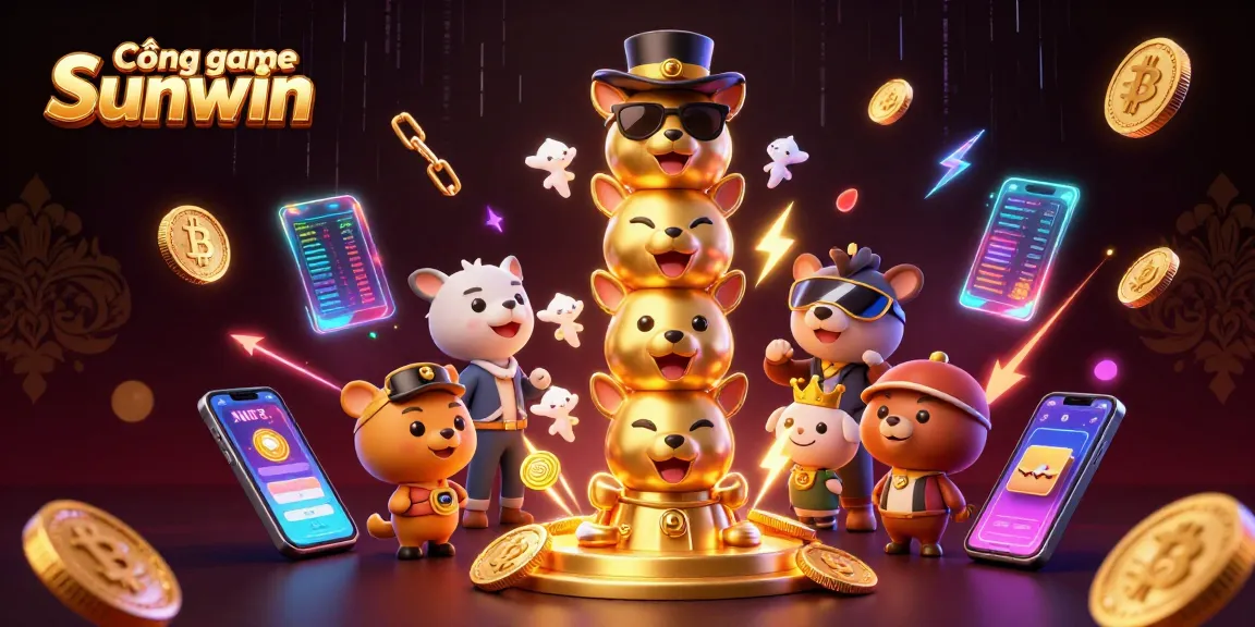 Cổng game Sunwin showcases a vibrant casino-themed digital art scene with intricate characters and elements.