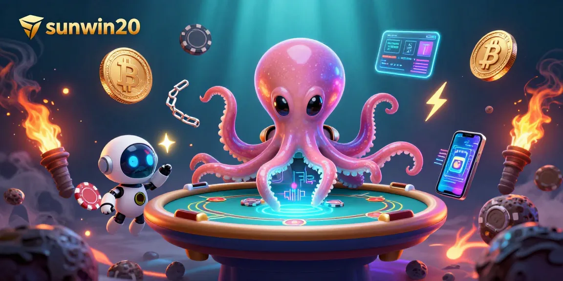 Engage in thrilling crypto gaming with sunwin20's immersive alien octopus casino scene.